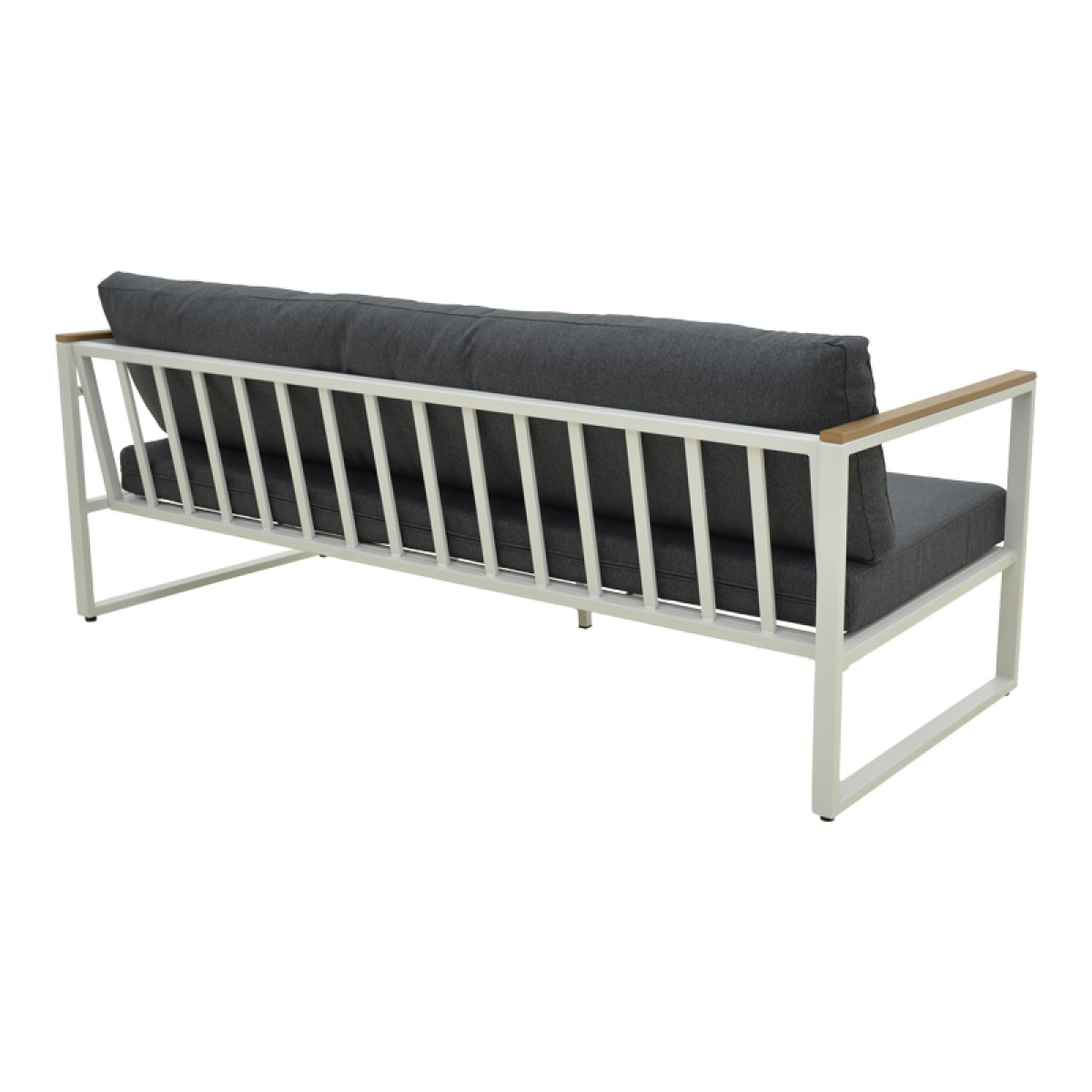 Καναπές τριθέσιος Aurelio pakoworld μεταλλικός σε λευκή -μαξιλάρια σε ανθρακί απόχρωση 192x74x63εκ