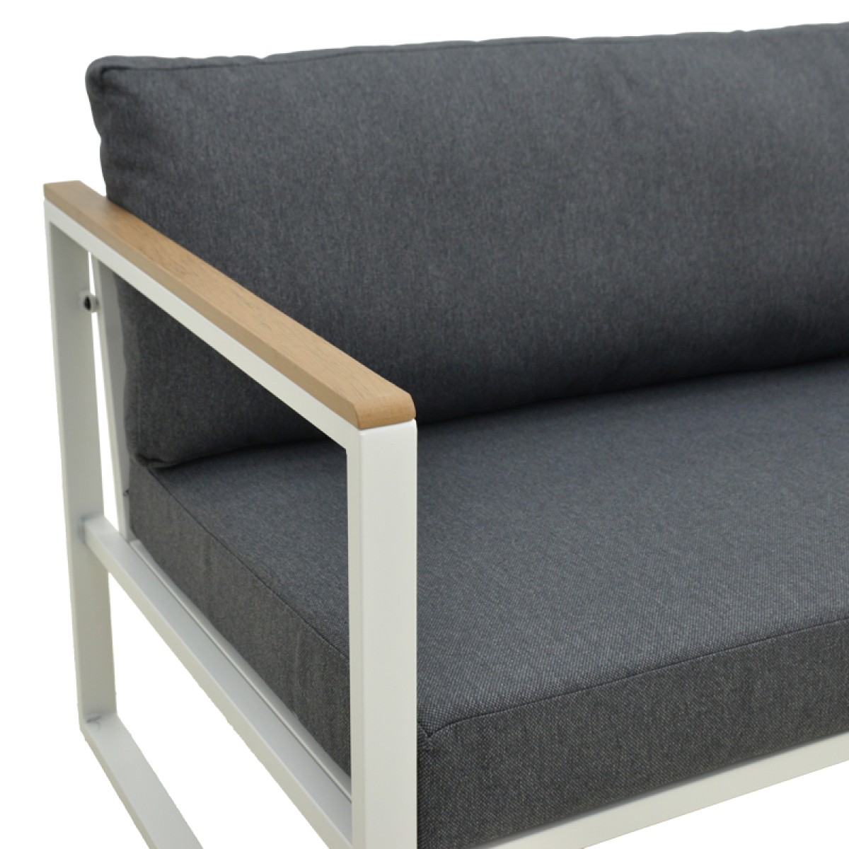 Καναπές τριθέσιος Aurelio pakoworld μεταλλικός σε λευκή -μαξιλάρια σε ανθρακί απόχρωση 192x74x63εκ