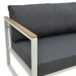 Καναπές τριθέσιος Aurelio pakoworld μεταλλικός σε λευκή -μαξιλάρια σε ανθρακί απόχρωση 192x74x63εκ