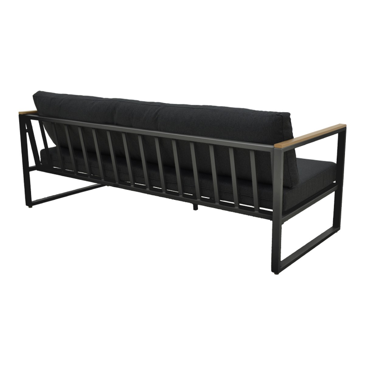 Καναπές τριθέσιος Aurelio pakoworld μαύρο μέταλλο με μαύρα μαξιλάρια 192x74x63εκ