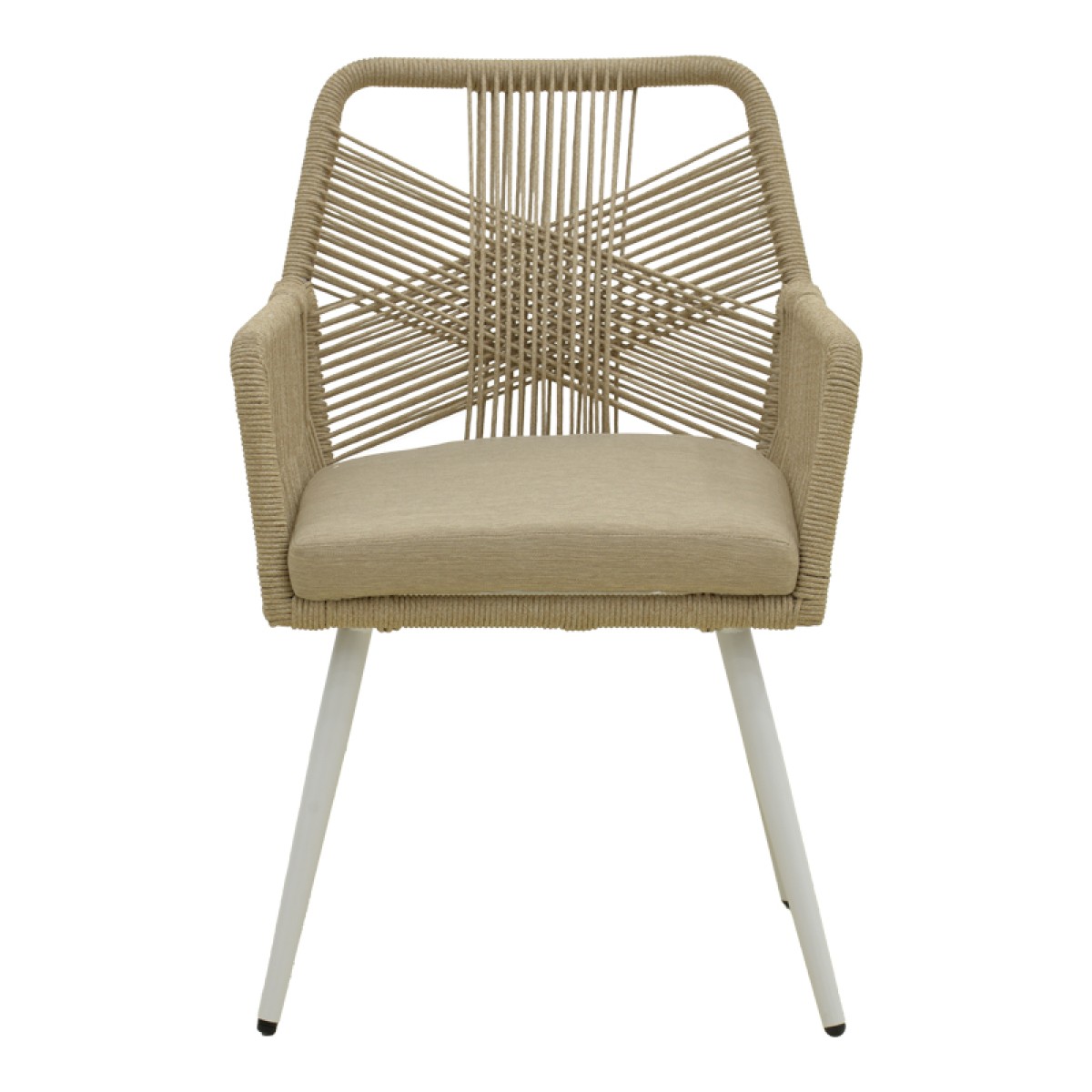 Πολυθρόνα Andros pakoworld αλουμίνιο σε λευκή- pe σχοινί σε φυσική απόχρωση 56x60x86εκ