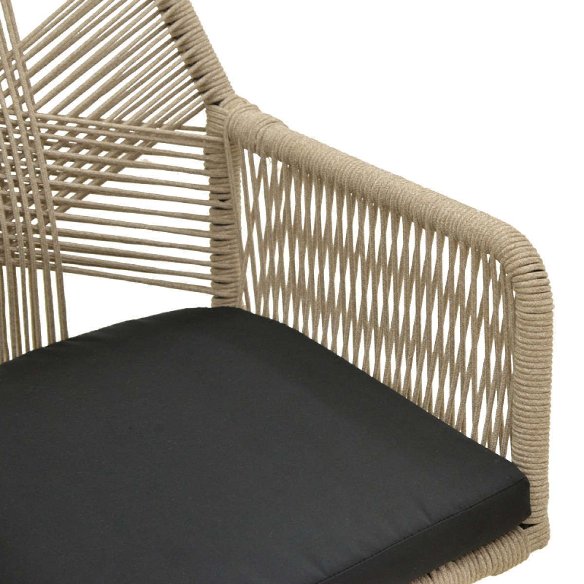 Πολυθρόνα Andros pakoworld αλουμίνιο σε μαύρη- pe σχοινί σε φυσική απόχρωση 56x60x86εκ