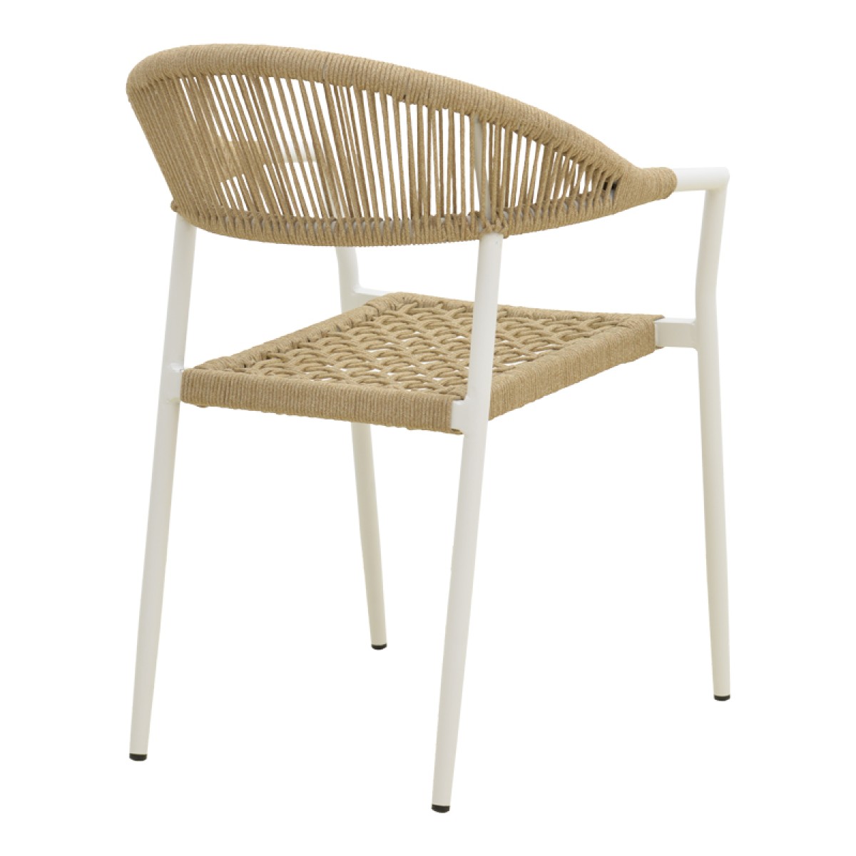 Πολυθρόνα Ammos pakoworld στοιβαζόμενη αλουμίνιο σε λευκή- pe σχοινί σε φυσική απόχρωση 57x61x82εκ