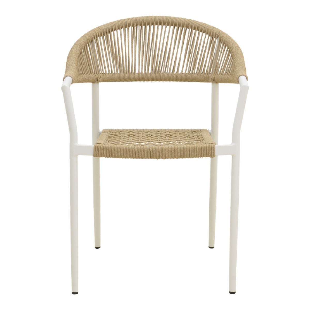 Πολυθρόνα Ammos pakoworld στοιβαζόμενη αλουμίνιο σε λευκή- pe σχοινί σε φυσική απόχρωση 57x61x82εκ