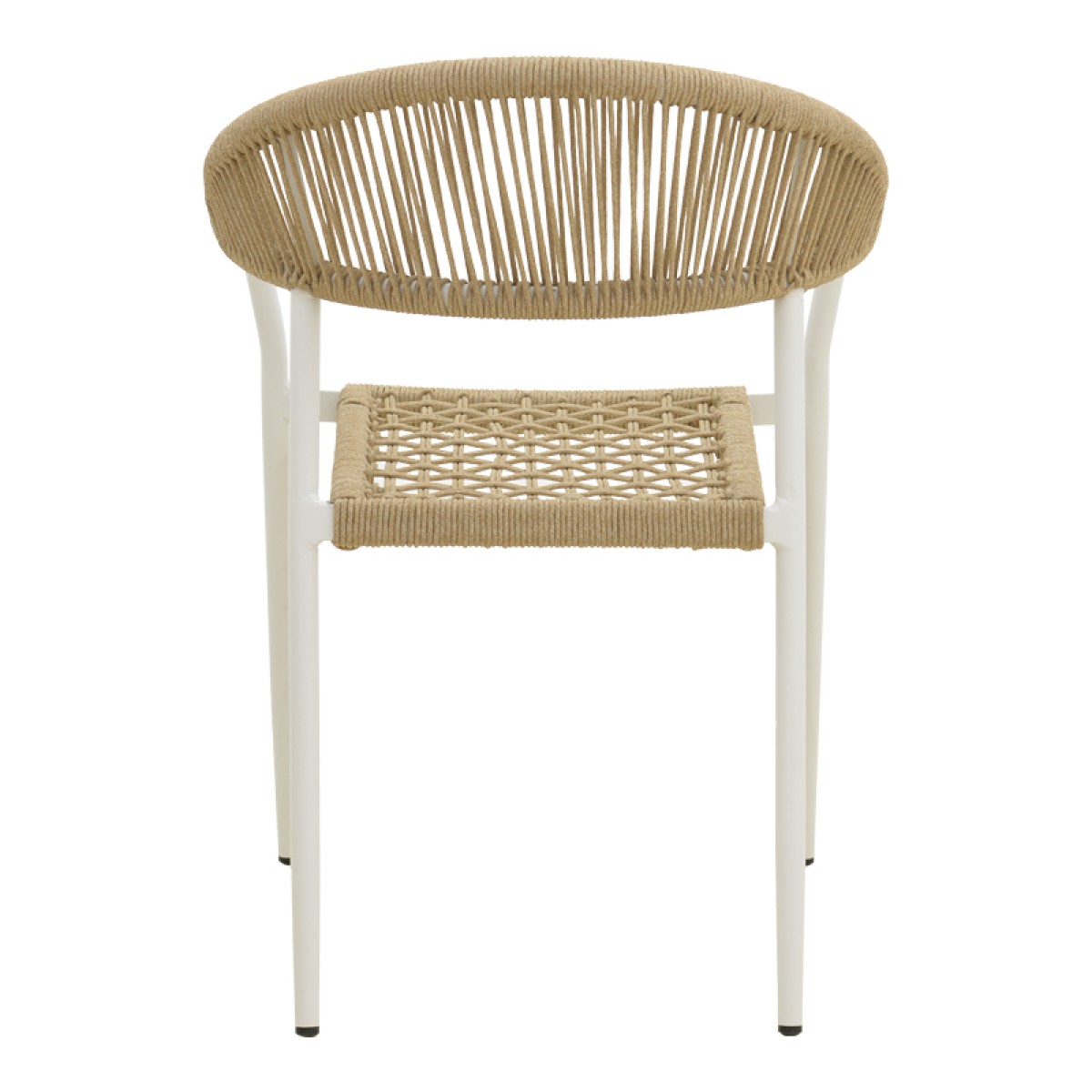 Πολυθρόνα Ammos pakoworld στοιβαζόμενη αλουμίνιο σε λευκή- pe σχοινί σε φυσική απόχρωση 57x61x82εκ