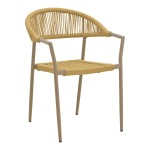 Πολυθρόνα Ammos pakoworld στοιβαζόμενη αλουμίνιο μόκα-pe σχοινί σε φυσική απόχρωση 57x61x82εκ