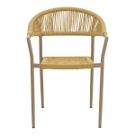 Πολυθρόνα Ammos pakoworld στοιβαζόμενη αλουμίνιο μόκα-pe σχοινί σε φυσική απόχρωση 57x61x82εκ