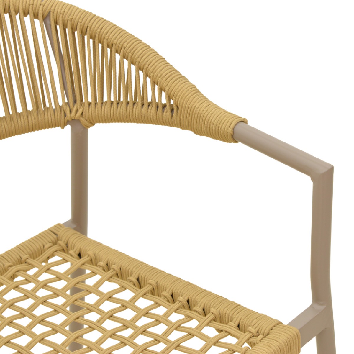 Πολυθρόνα Ammos pakoworld στοιβαζόμενη αλουμίνιο μόκα-pe σχοινί σε φυσική απόχρωση 57x61x82εκ