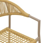 Πολυθρόνα Ammos pakoworld στοιβαζόμενη αλουμίνιο μόκα-pe σχοινί σε φυσική απόχρωση 57x61x82εκ