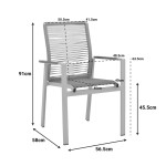 Πολυθρόνα Aegean pakoworld στοιβαζόμενη -teak- αλουμίνιο κ textline σε κρεμ-pe σχοινί σε φυσική απόχρωση 57x64x87εκ