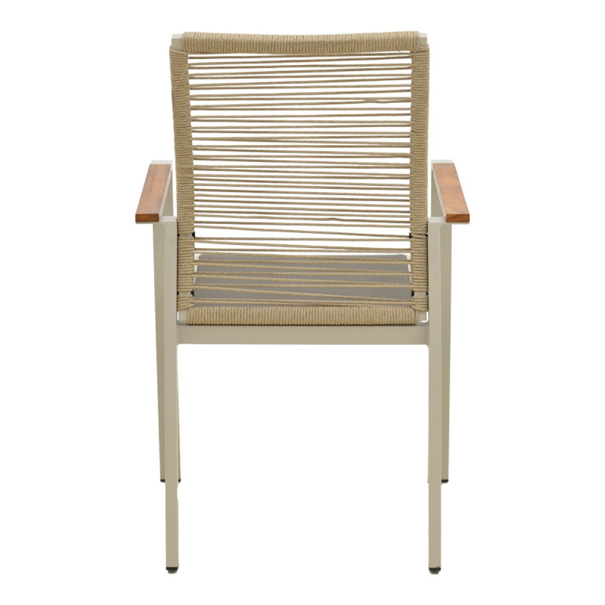 Πολυθρόνα Aegean pakoworld στοιβαζόμενη -teak- αλουμίνιο κ textline σε κρεμ-pe σχοινί σε φυσική απόχρωση 57x64x87εκ