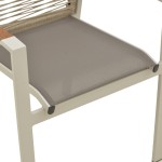 Πολυθρόνα Aegean pakoworld στοιβαζόμενη -teak- αλουμίνιο κ textline σε κρεμ-pe σχοινί σε φυσική απόχρωση 57x64x87εκ