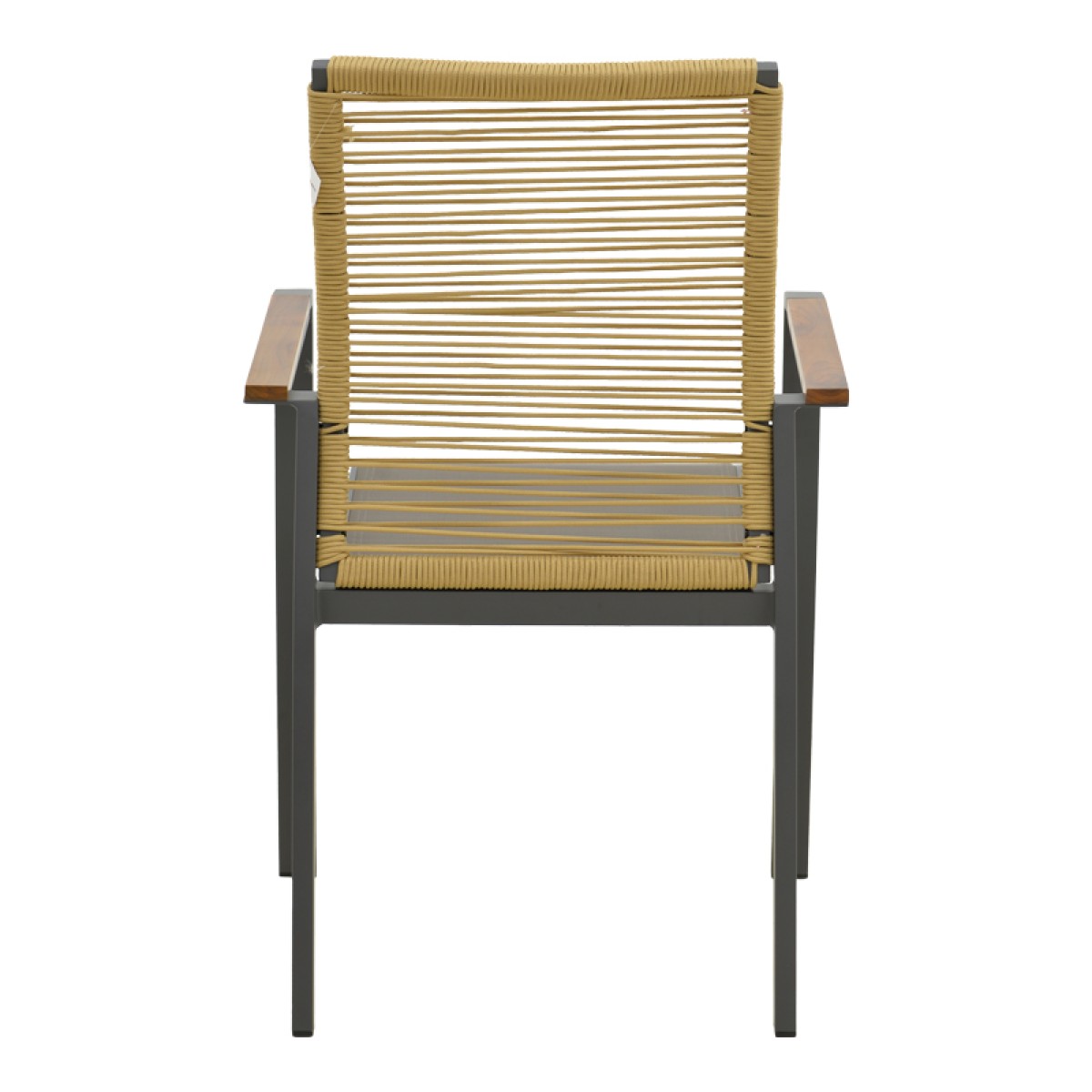 Πολυθρόνα Aegean pakoworld στοιβαζόμενη teak-pe σχοινί σε φυσική - αλουμίνιο κ textline σε ανθρακί απόχρωση 57x64x87εκ