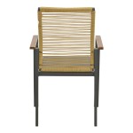 Πολυθρόνα Aegean pakoworld στοιβαζόμενη teak-pe σχοινί σε φυσική - αλουμίνιο κ textline σε ανθρακί απόχρωση 57x64x87εκ