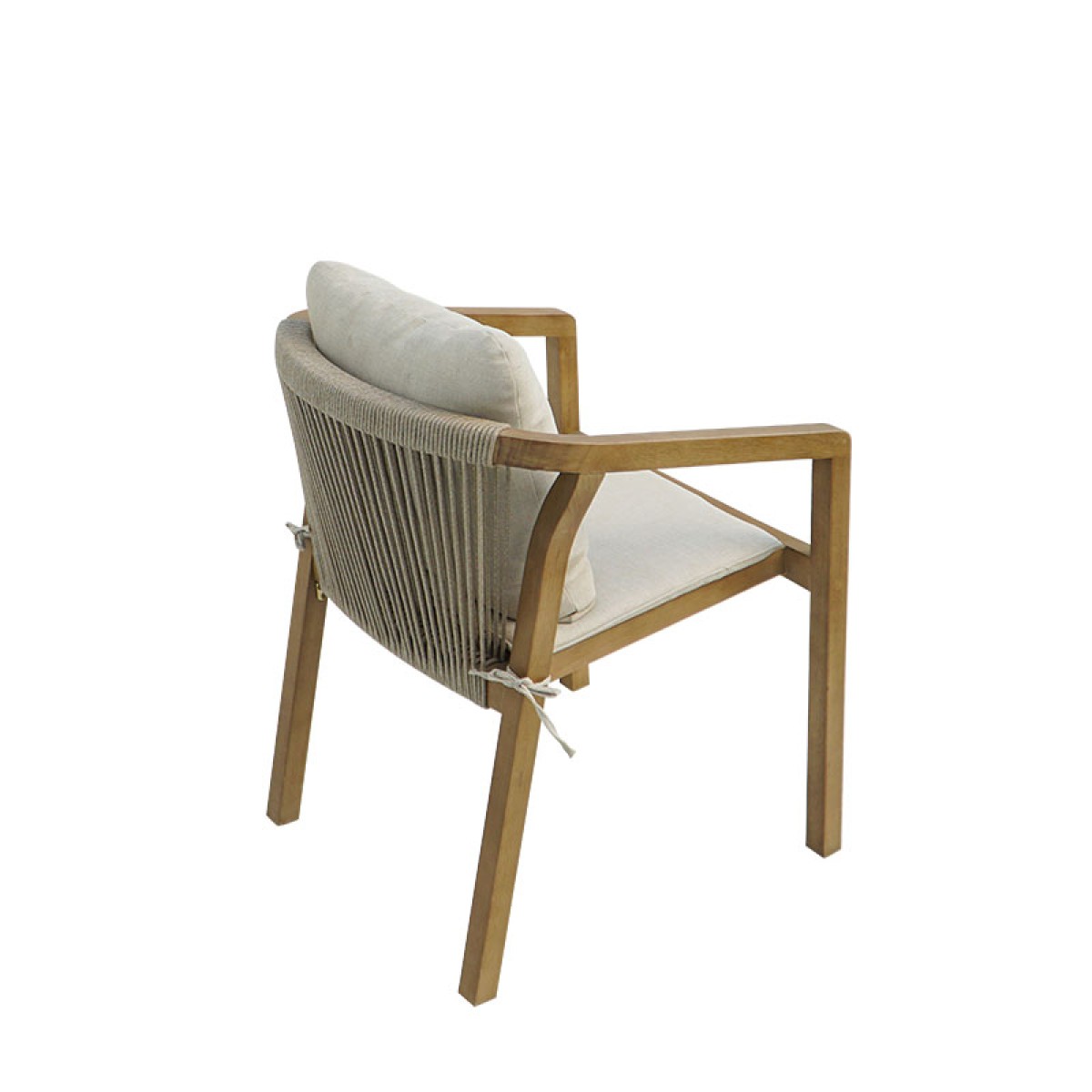 Πολυθρόνα Malibu II pakoworld μασίφ ξύλο ακακίας-ύφασμα σε φυσική-μπεζ απόχρωση 58x63x74εκ