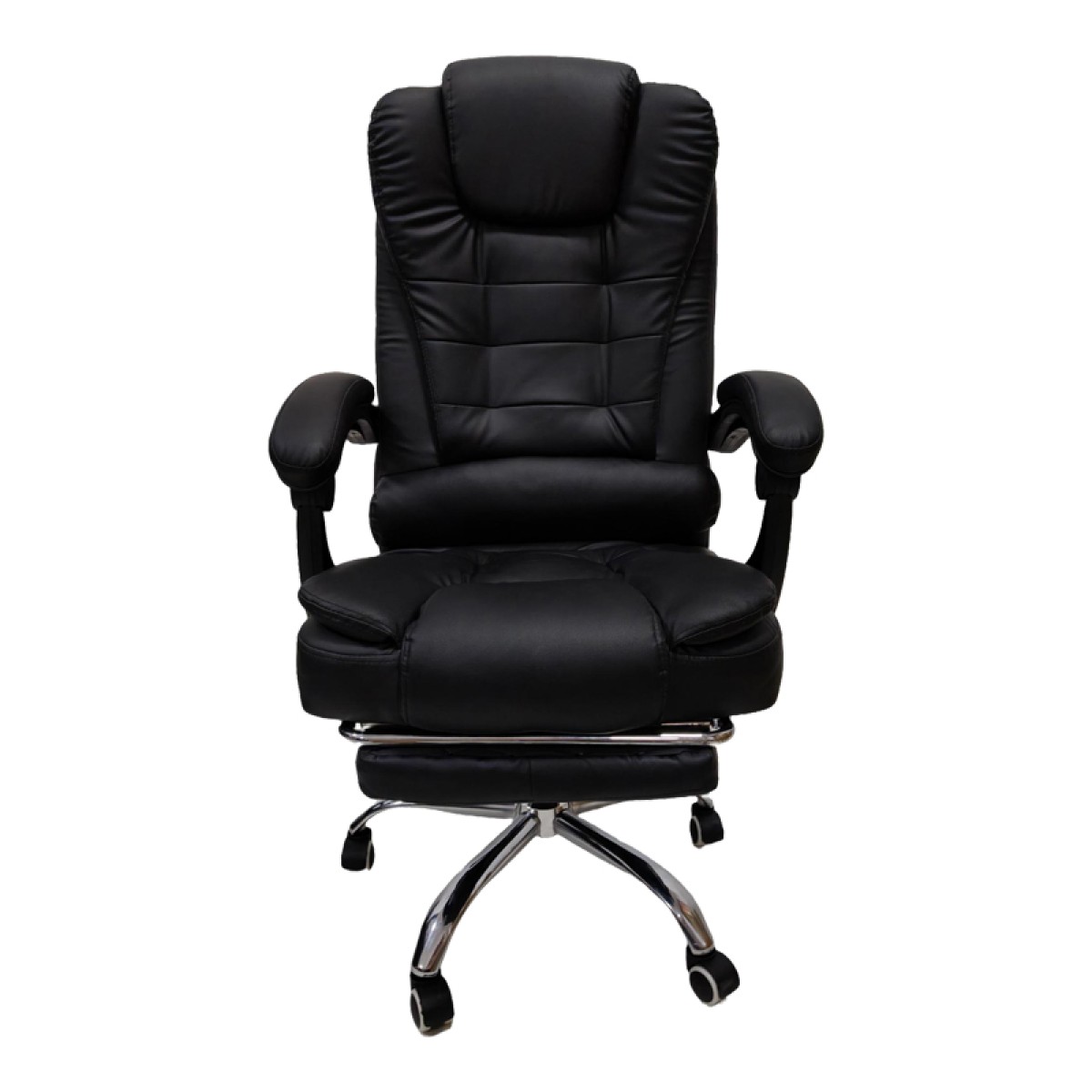 Καρέκλα γραφείου διευθυντή με υποπόδιο Worko pakoworld pu σε μαύρη απόχρωση 66x62x113-121εκ