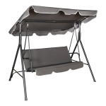 Κούνια κήπου Globo pakoworld μέταλλο μαύρο-ύφασμα σε ανθρακί απόχρωση 170x110x153εκ