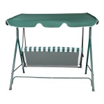 Κούνια κήπου Globo pakoworld μέταλλο πράσινο-ύφασμα σε λευκή-πράσινη απόχρωση 170x110x153εκ