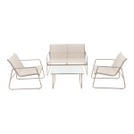 Σαλόνι εξωτερικού χώρου Veranda textilene-μέταλλο σε cappuccino απόχρωση