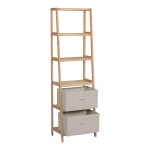 Ραφιέρα δαπέδου με συρτάρια Wolen pakoworld ξύλο ελάτου-ύφασμα σε φυσική-μπεζ απόχρωση 42x27.5x139εκ