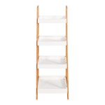 Ραφιέρα δαπέδου Leby pakoworld μπαμπού-mdf σε λευκή-φυσική απόχρωση 35x34x98εκ