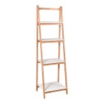 Ραφιέρα δαπέδου Benwen pakoworld πτυσσόμενη rubberwood-mdf σε λευκή-φυσική απόχρωση 42x34.5x140εκ