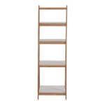 Ραφιέρα δαπέδου Benwen pakoworld πτυσσόμενη rubberwood-mdf σε λευκή-φυσική απόχρωση 42x34.5x140εκ