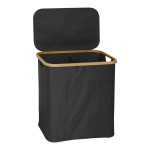 Καλάθι απλύτων Lodge pakoworld μπαμπού-ύφασμα σε γκρι απόχρωση 54x33x60εκ