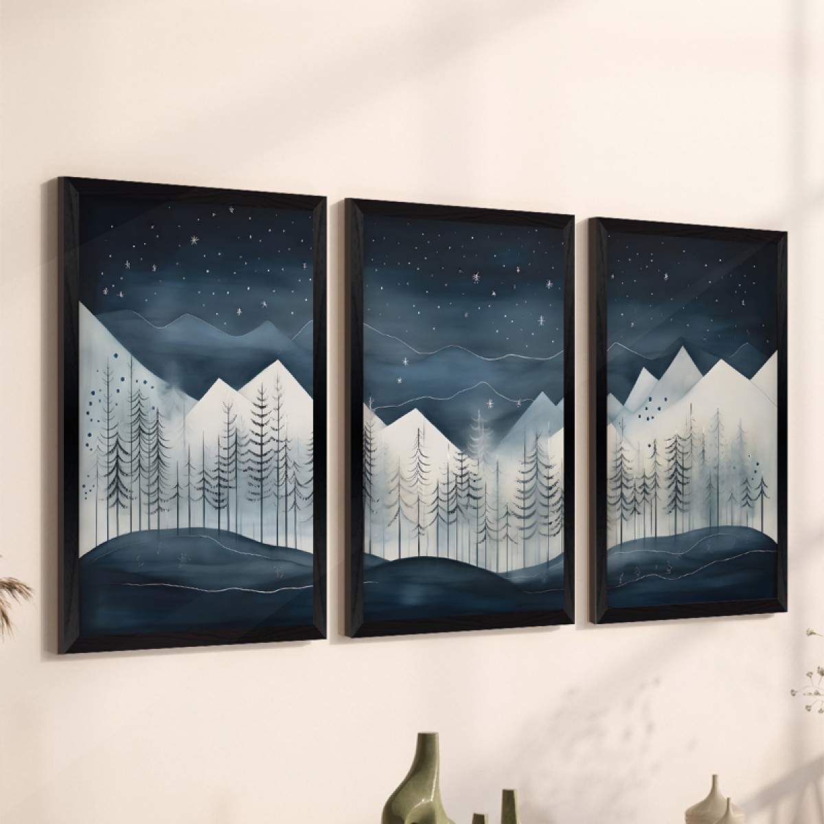 Πίνακας Wavy pakoworld τρίπτυχος με ψηφιακή εκτύπωση και πλαίσιο 33x0.3x48εκ