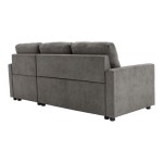 Γωνιακός αναστρέψιμος καναπές κρεβάτι Napora pakoworld με αποθηκευτικό χώρο γκρι ύφασμα 214x83/138x90εκ
