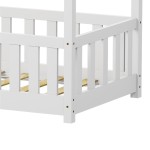 Παιδικό κρεβάτι Bambie με κιγκλίδωμα τ. Montessori pakoworld ξύλο πεύκου λευκό 70x140εκ