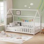 Παιδικό κρεβάτι Bambie με κιγκλίδωμα τ. Montessori pakoworld ξύλο πεύκου λευκό 90x190εκ