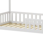 Παιδικό κρεβάτι Bambie με κιγκλίδωμα τ. Montessori pakoworld ξύλο πεύκου λευκό 90x190εκ