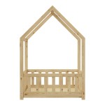 Παιδικό κρεβάτι Bambie με κιγκλίδωμα τ. Montessori pakoworld ξύλο πεύκου σε φυσική απόχρωση 90x190εκ