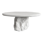 Τραπέζι σαλονιού Zinol pakoworld mdf-polyresin λευκό Φ80x36εκ