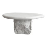 Τραπέζι σαλονιού Zinol pakoworld mdf-polyresin λευκό Φ80x36εκ