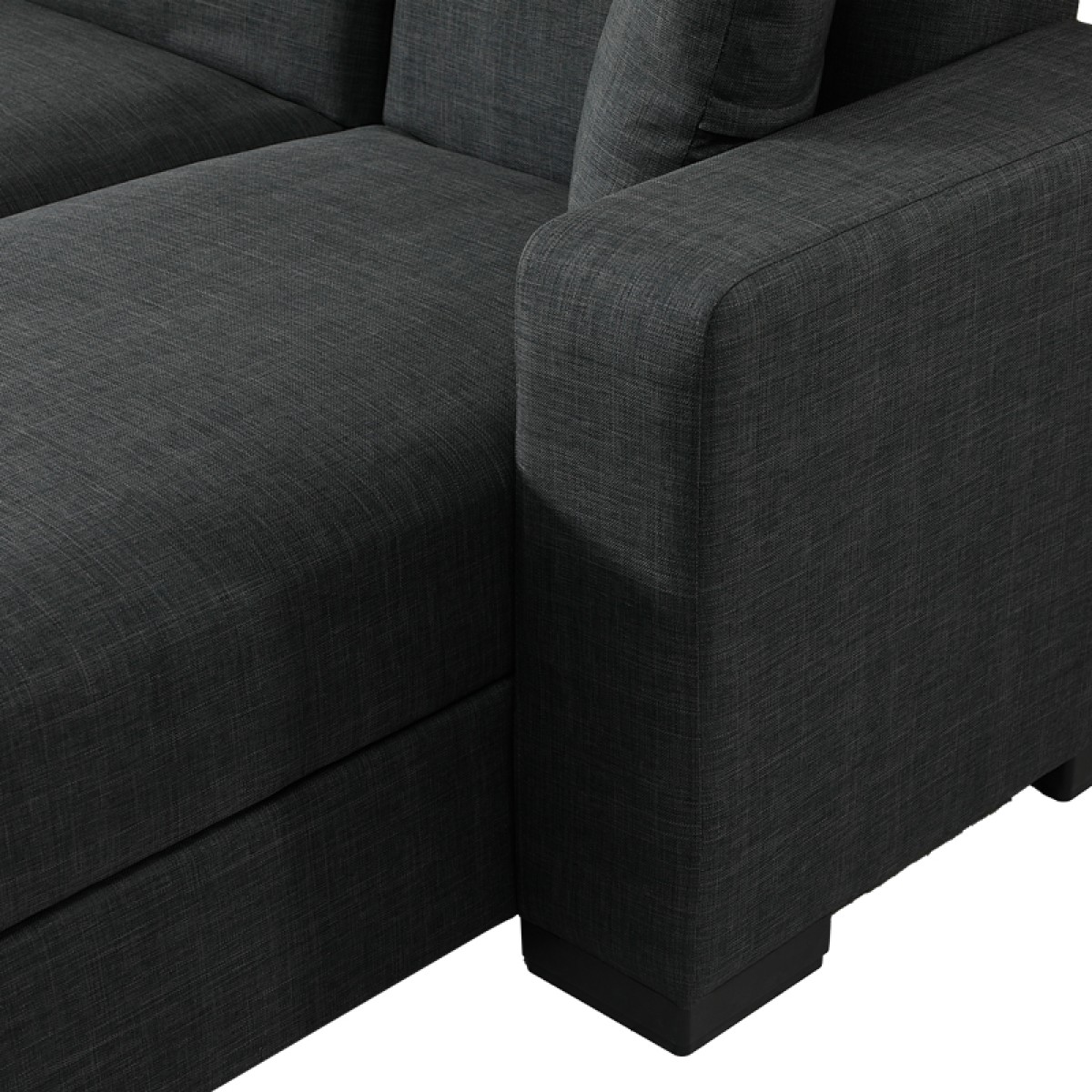 Γωνιακός καναπές-κρεβάτι αναστρέψιμος Dumma pakoworld ύφασμα ανθρακί 226x148x86εκ