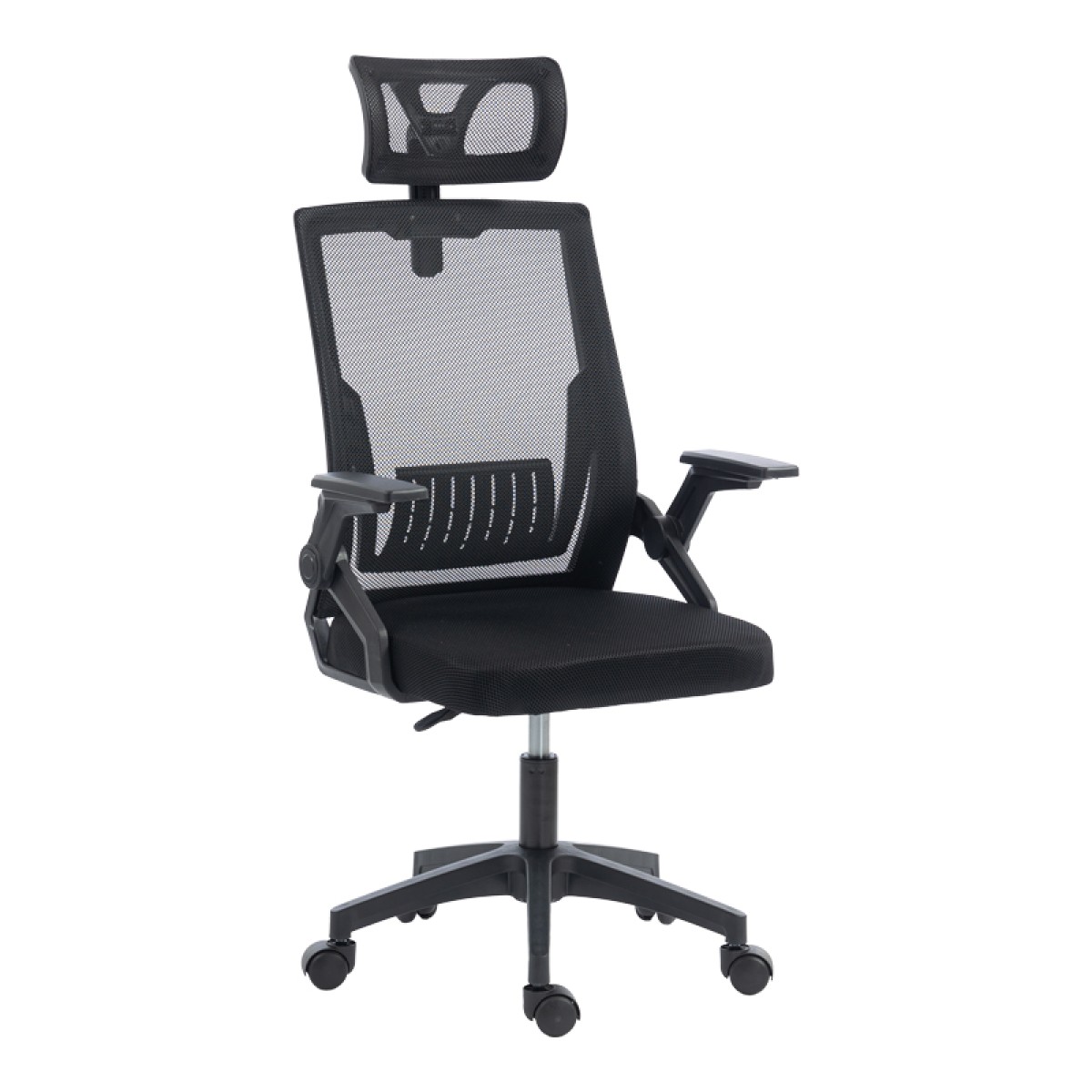 Καρέκλα γραφείου Plymot pakoworld mesh χρώμα μαύρο 48x58x112-122εκ