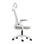 Καρέκλα γραφείου Plymot pakoworld λευκή - mesh γκρι 48x58x112-122εκ