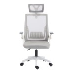 Καρέκλα γραφείου Plymot pakoworld λευκή - mesh γκρι 48x58x112-122εκ