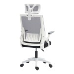Καρέκλα γραφείου Plymot pakoworld λευκή - mesh μαύρο 48x58x112-122εκ