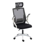 Καρέκλα γραφείου Plymot pakoworld λευκή - mesh μαύρο 48x58x112-122εκ