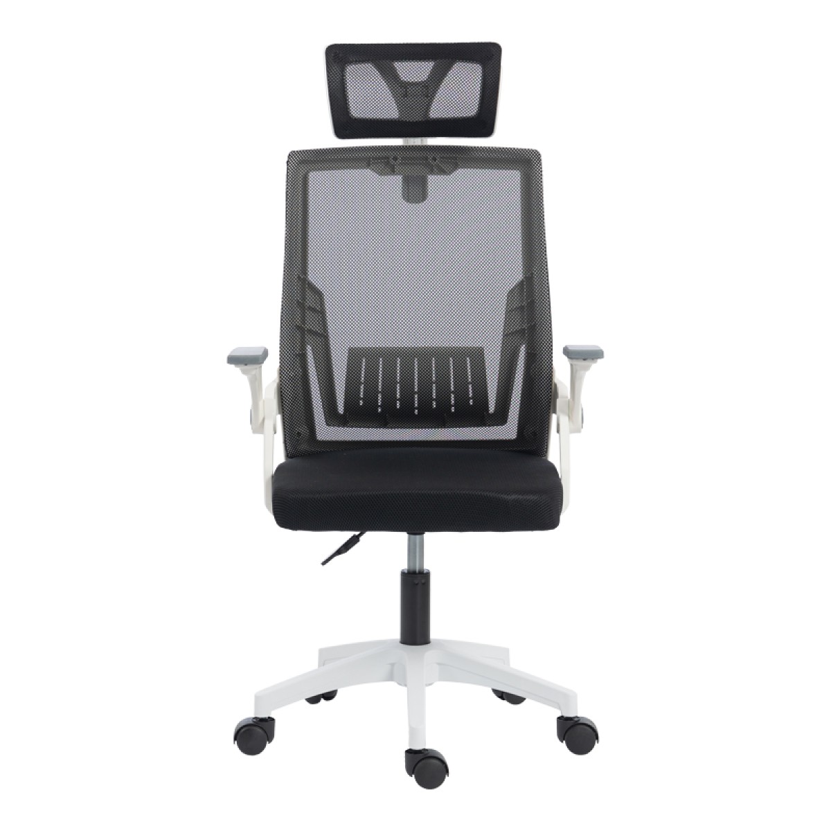 Καρέκλα γραφείου Plymot pakoworld λευκή - mesh μαύρο 48x58x112-122εκ