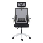 Καρέκλα γραφείου Plymot pakoworld λευκή - mesh μαύρο 48x58x112-122εκ