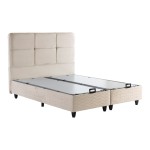 Κρεβάτι διπλό Punto pakoworld με αποθηκευτικό χώρο κρεμ βελούδο 160x200εκ