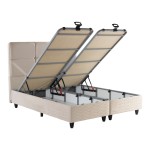 Κρεβάτι διπλό Punto pakoworld με αποθηκευτικό χώρο κρεμ βελούδο 160x200εκ