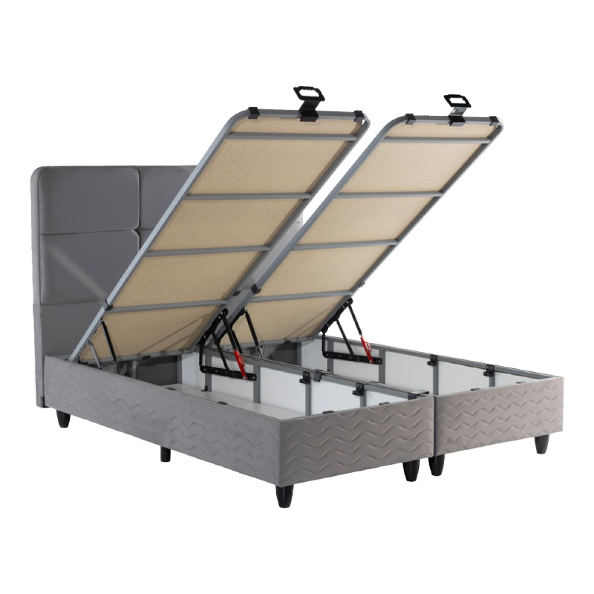 Κρεβάτι διπλό Punto pakoworld με αποθηκευτικό χώρο γκρι βελούδο 160x200εκ