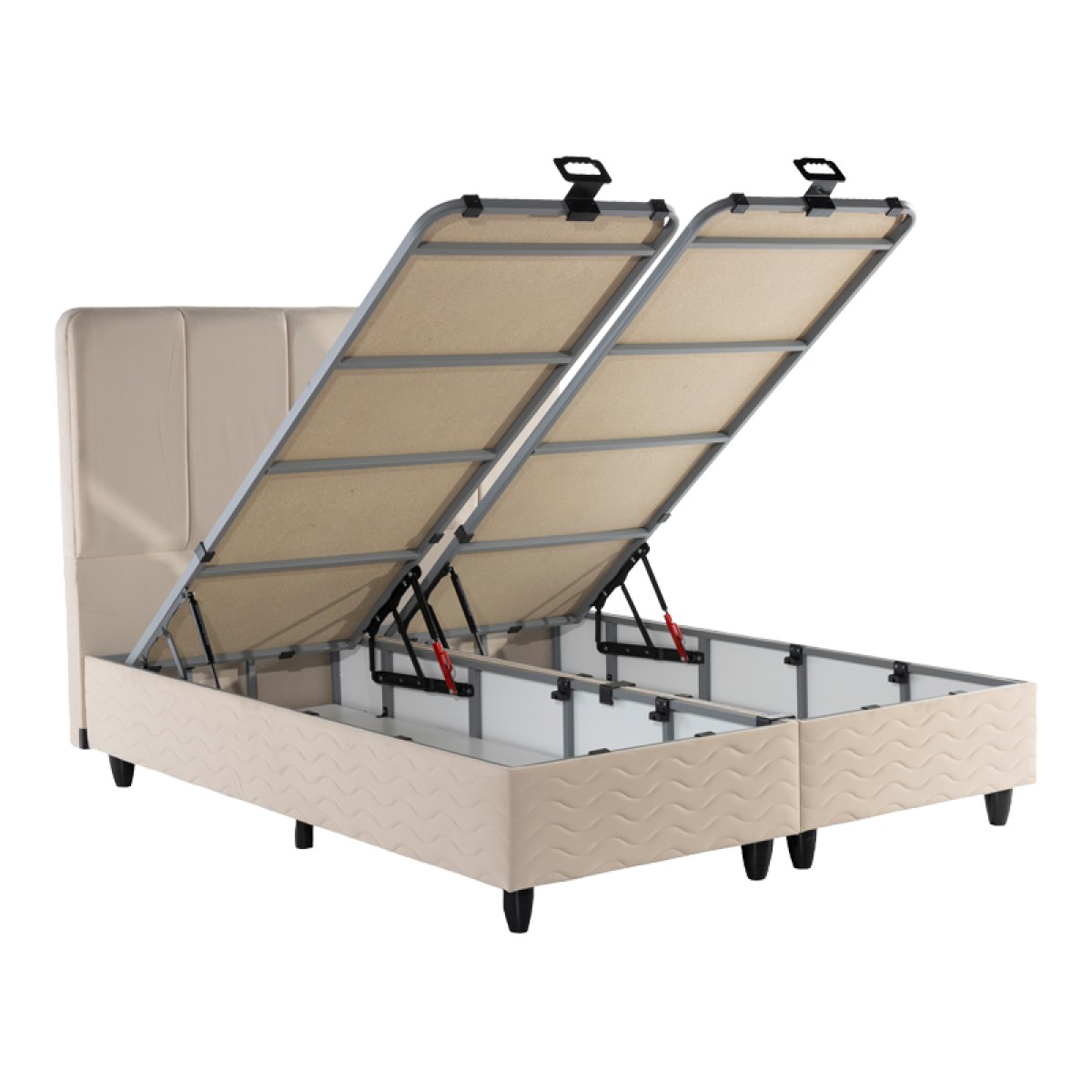 Κρεβάτι διπλό Lunda pakoworld με αποθηκευτικό χώρο κρεμ βελούδο 160x200εκ