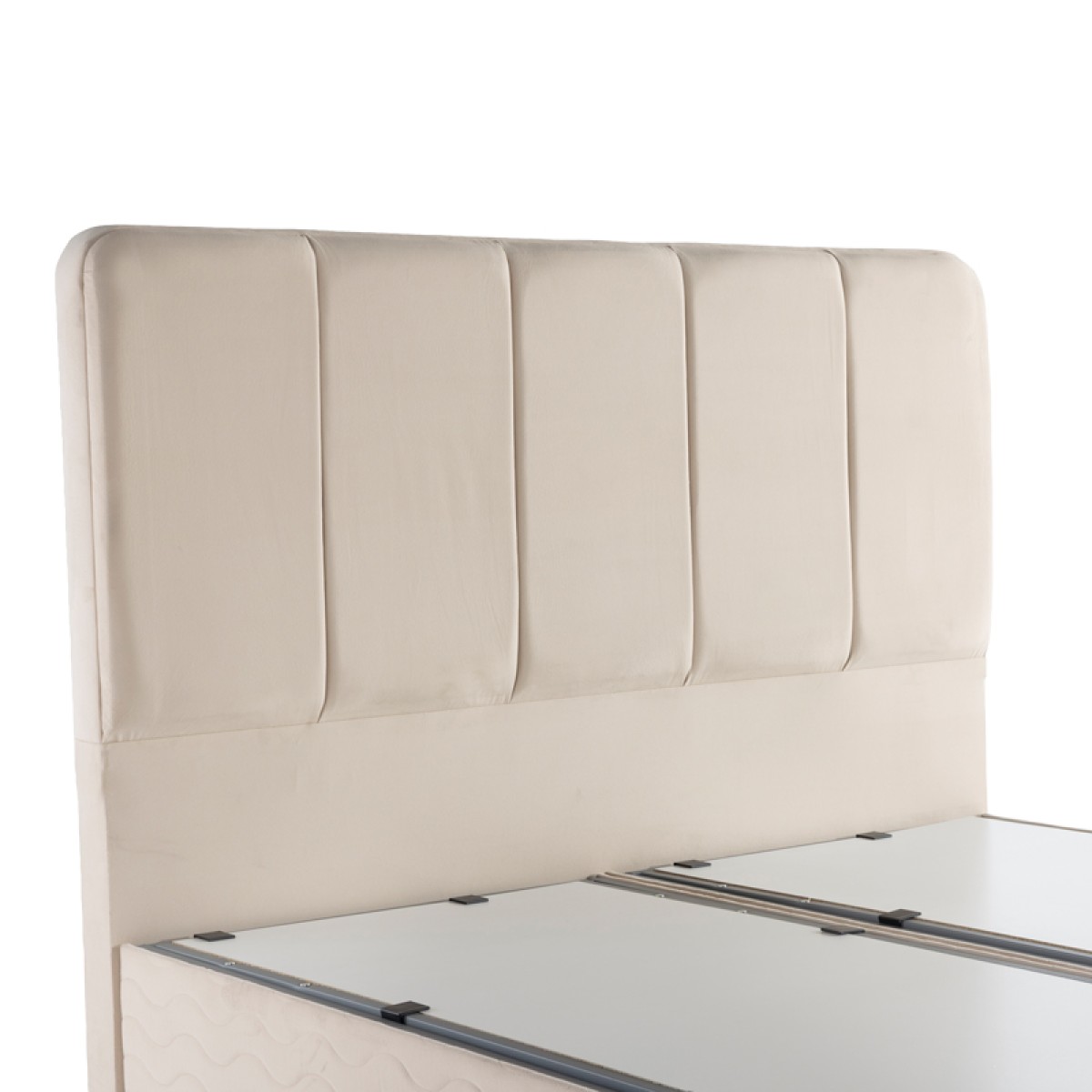 Κρεβάτι διπλό Lunda pakoworld με αποθηκευτικό χώρο κρεμ βελούδο 160x200εκ