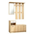Έπιπλο εισόδου Jentia pakoworld  με καθρέπτη sonoma με λευκό MDF 113x100x89εκ